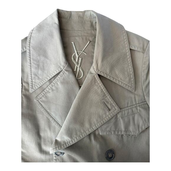 YSL Yves Saint Laurent Rive Gauche Y2K classic iridescent trench size 48/38 USA - Picture 10 of 17